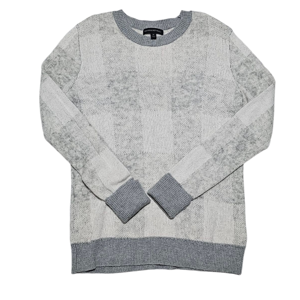 Banana Republic Buffalo Check Sweater Pullover Medium Gay Mohair Blend